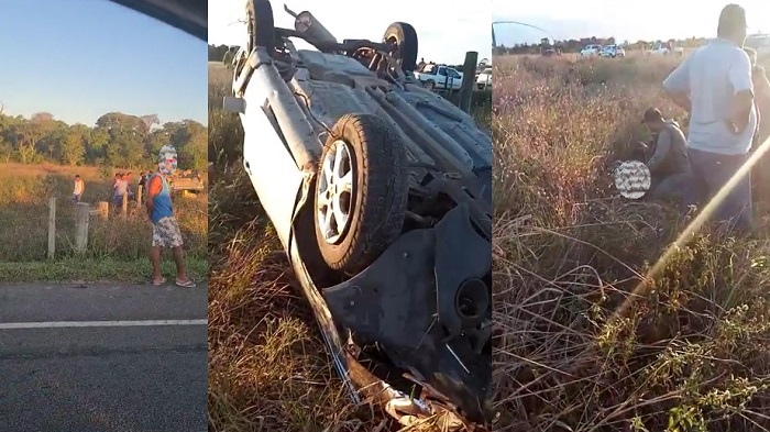 Acidente na Estrada do Pontal: Carro e vítima vão parar no meio do pasto