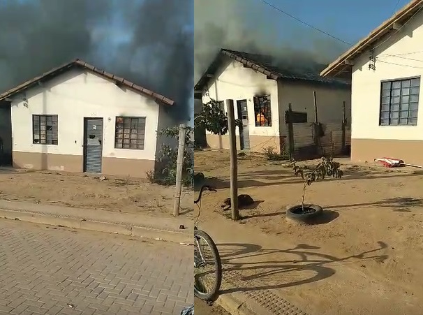 Vídeo: Fogo consome casa no Residencial Rio Doce