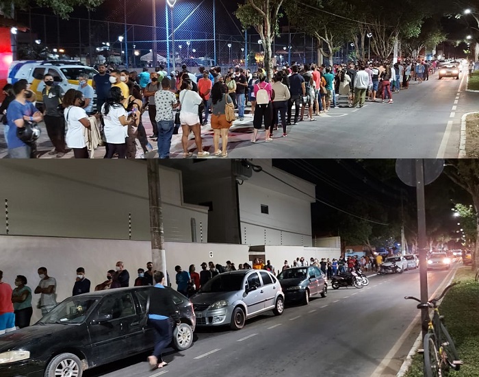 Covid-19: População se revolta em fila para tomar vacina em Linhares. Teve muita aglomeração