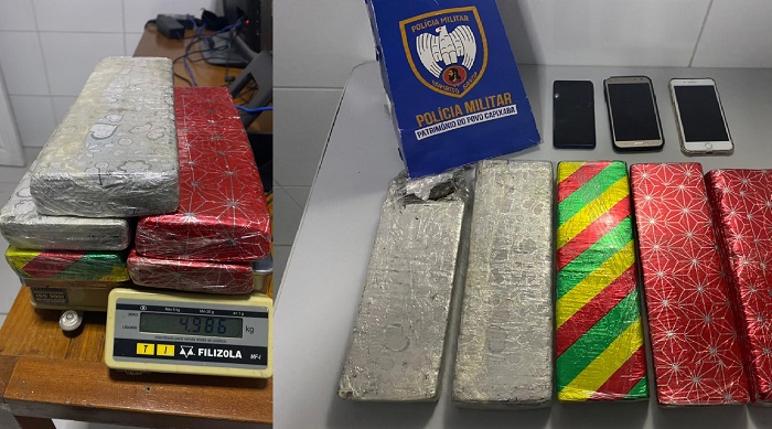Quase 5 kg de maconha: Motorista de aplicativo e passageiro flagrados pela PM no Movelar