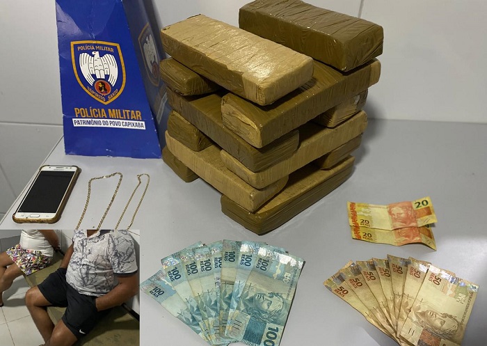 PM apreende muita droga em carro de aplicativo em Linhares. Teve detenção 