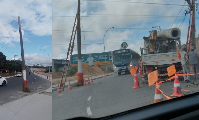Poste é retirado de local “inapropriado” no bairro São José