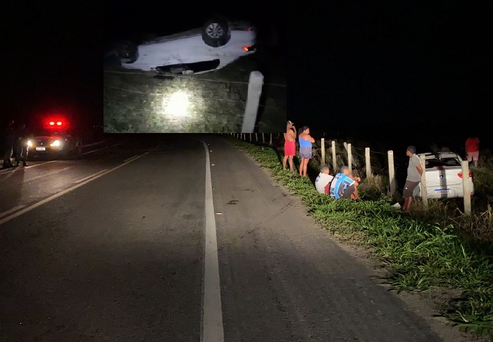 Carro capota na Estrada do Pontal, socorro é chamado, mas vítima foge do local