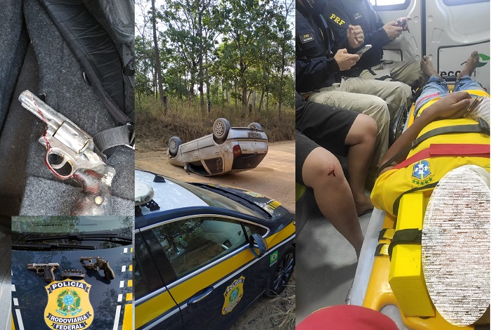Bandidos roubam Palio em Linhares, capotam em Sooretama e são presos pela PRF