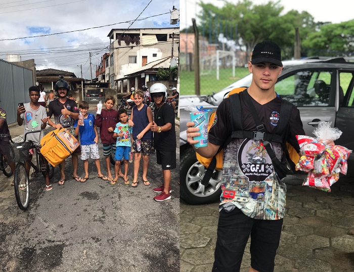 Motoboys de Linhares fazem a festa da criançada no Santa Cruz
