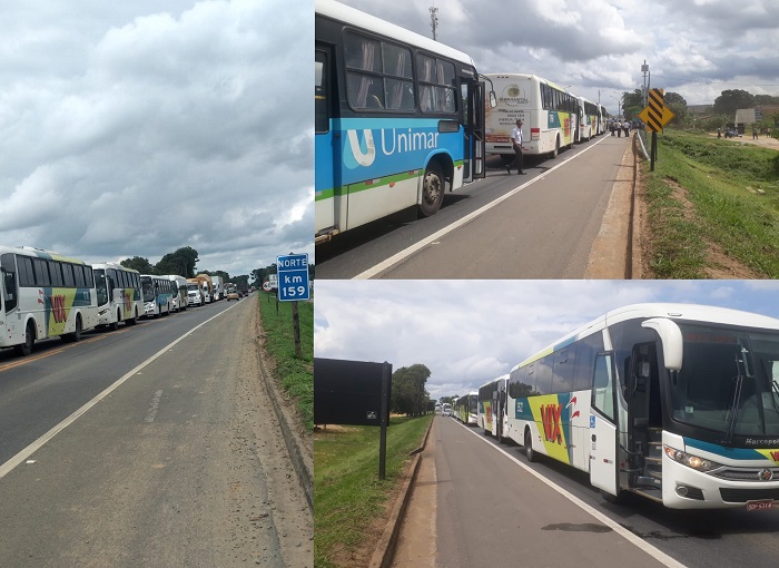 Greve dos metalúrgicos: Ônibus que transportam trabalhadores têm acesso vetado na BR-101, em Linhares