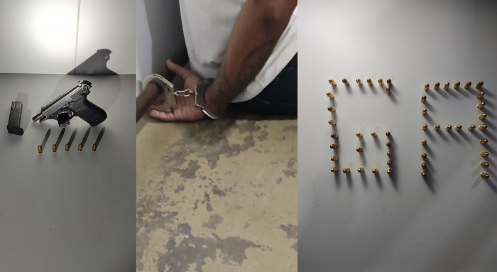 G.A: Pistola e mais de 50 munições apreendidas, e passageiro de carro de aplicativo detido em Linhares