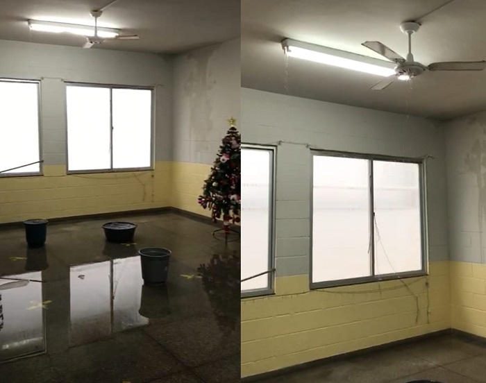 Vídeo: Ceim recém-reformado é tomado por goteiras em Linhares