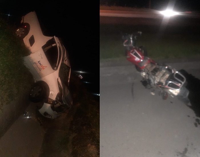 Moto e Montana colidem na BR-101, em Linhares. Uma vítima ferida