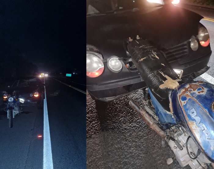 Casal e criança feridos em acidente de moto e carro na BR-101, em Linhares