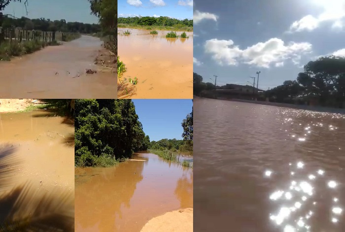 Rio Doce: Areal alagado, Povoação ilhada e estrada complicada no Degredo. 