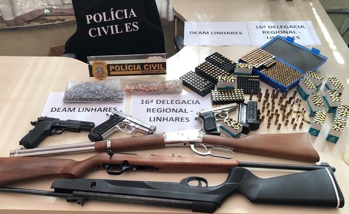 Arsenal: PC apreende muitas armas e munições no BNH após “grave ameaça familiar”. Tem até pistola de fabricação argentina