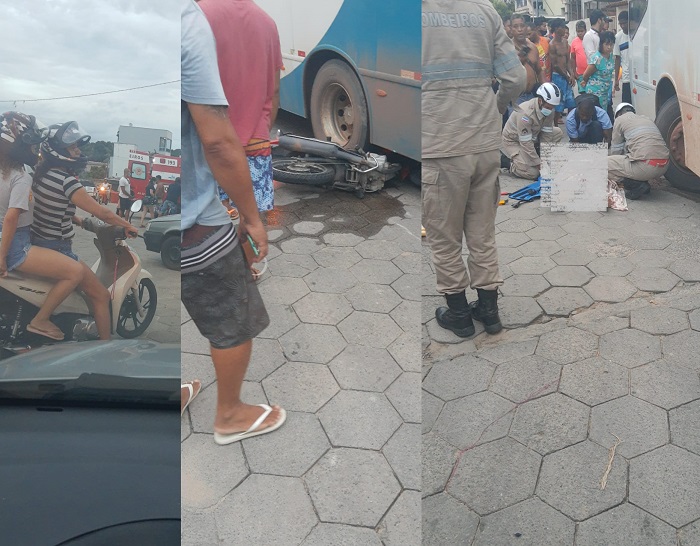 Condutora de moto fica gravemente ferida em acidente com ônibus na divisa do Araçá com o Aviso