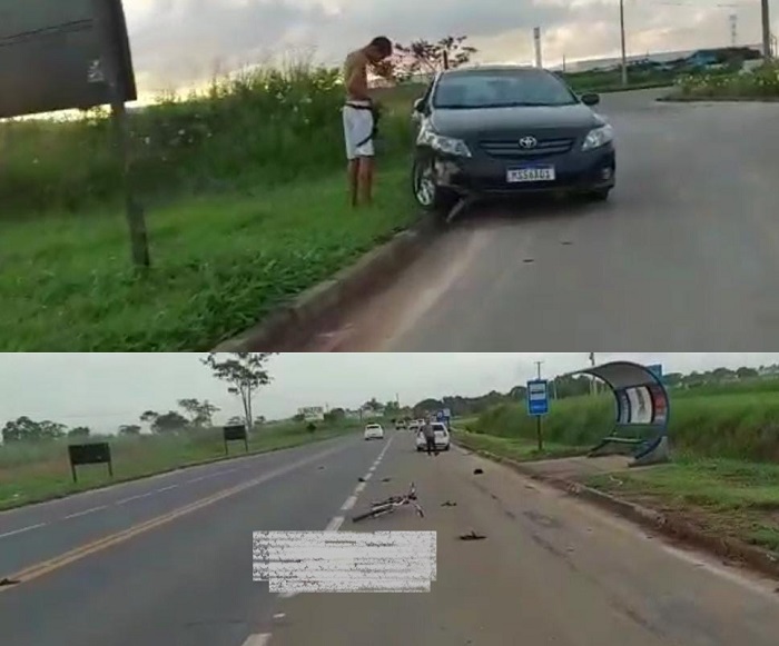 Ciclista é atropelado e socorrido em estado gravíssimo em frente à Weg