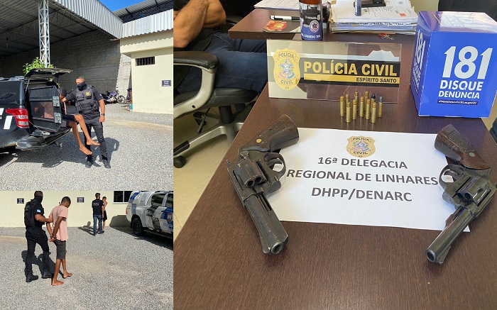 Dois indivíduos presos e armas e munições apreendidas pela PC no Rio Quartel