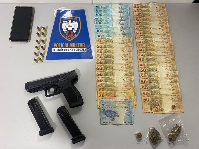 Jocafe: Pulação de muro, detenção e apreensão de pistola, dinheiro e droga