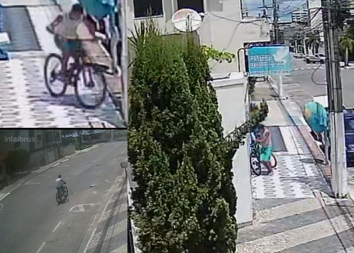 Larápio pula muro e furta bike no Centro de Linhares. “Anda tô pagando”, relata vítima