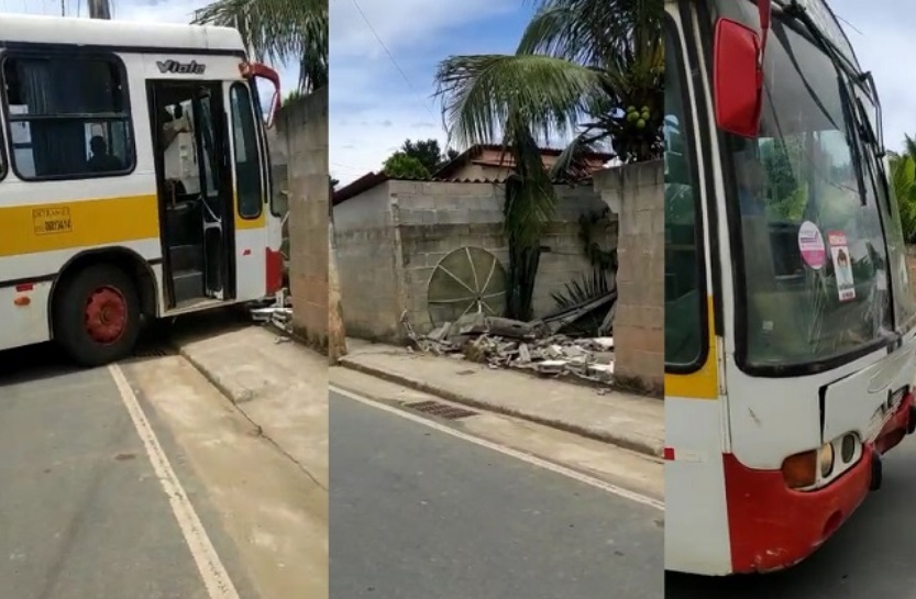 Ônibus escolar colide em muro no interior de Linhares