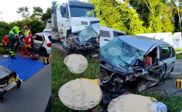 Acidente entre carreta, caminhão, moto e carro de passeio em Sooretama