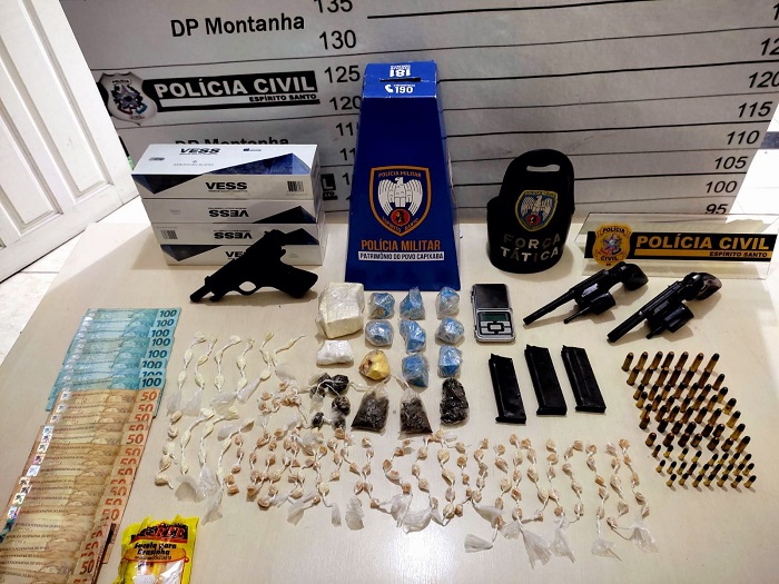 Estado: Dinheiro, drogas, armas e munições apreendidos em Montanha