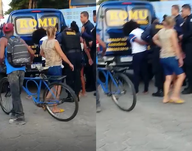 Alunas saem no tapa em frente à escola, em Linhares. ROMU entra em ação