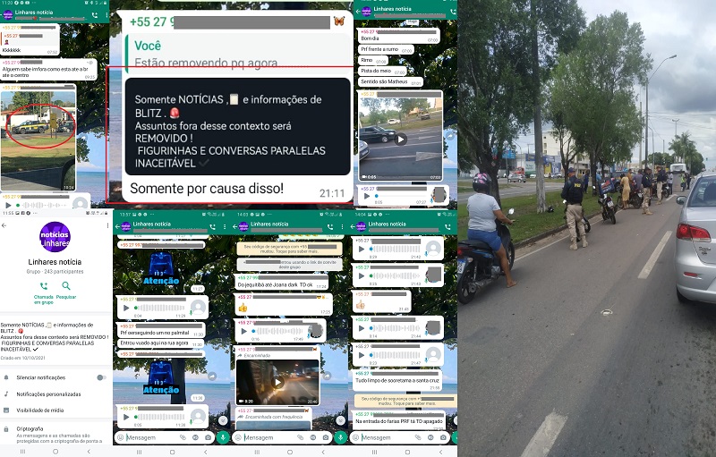 Grupo de Whatsapp avisa rotina da PRF na BR-101, em Linhares e região