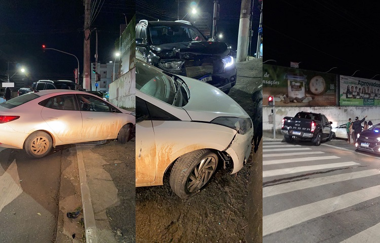 Acidente no “sinal do tobogã” chama a atenção no Centro de Linhares