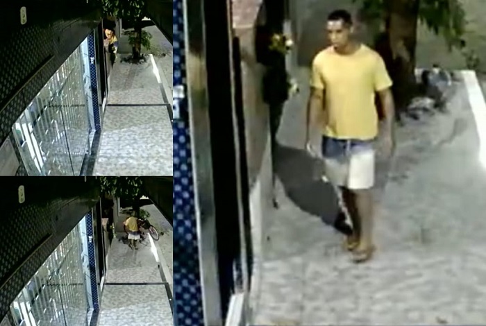 Larápio pula muro, furta bike e sai “numa boa” em Linhares