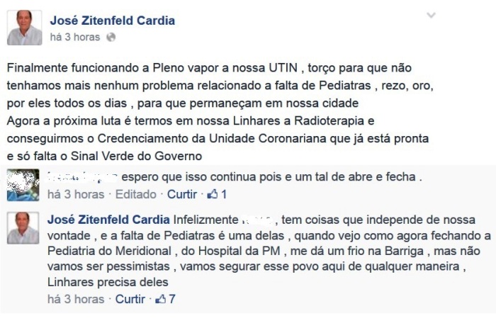 Cardia: “Infelizmente, a falta de pediatras independe de nossa vontade”