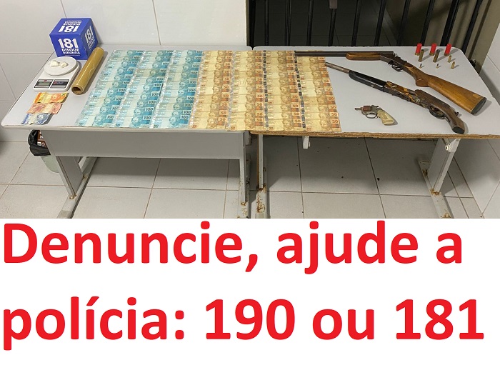 R$ 5 mil, droga, armas e munições aprendidos com suspeito no interior de Linhares