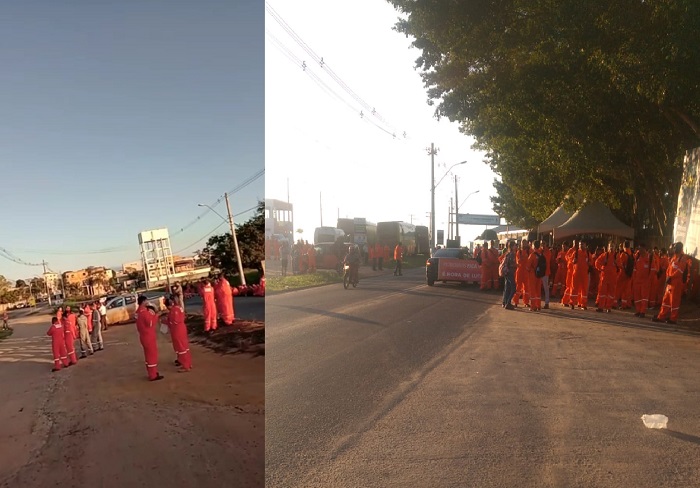 Manhã de protesto na Estrada do Pontal, em frente ao Ifes de Linhares