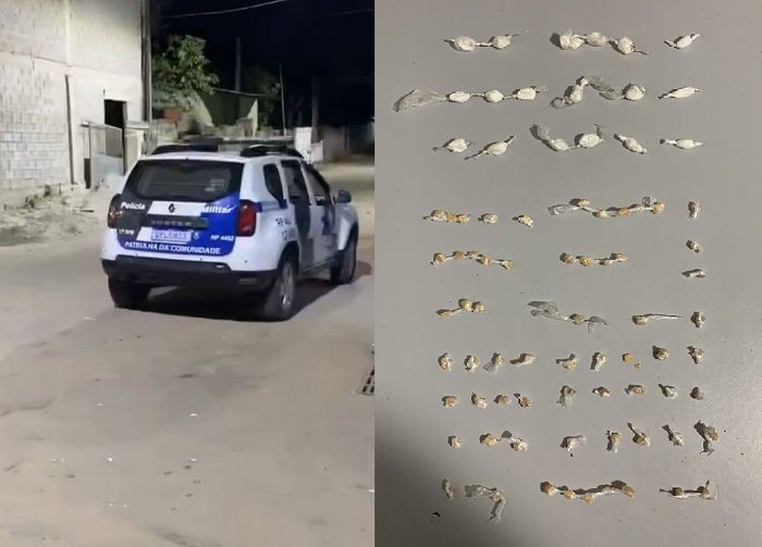 G.A chega chegando e apreende droga no Aviso. K-9 foi chamada para apoiar