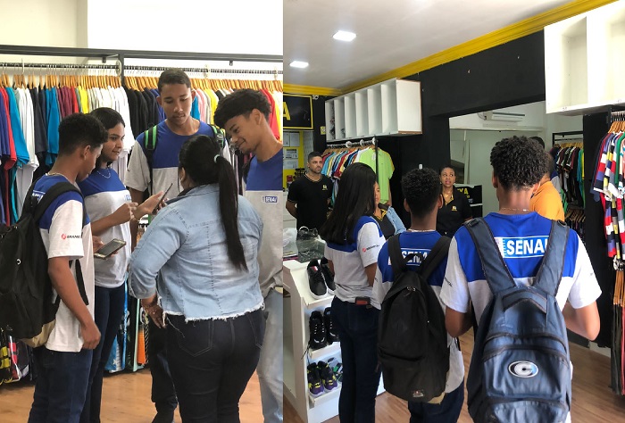 Alunos do Senai “fazem a festa” em visita a loja no Centro de Linhares
