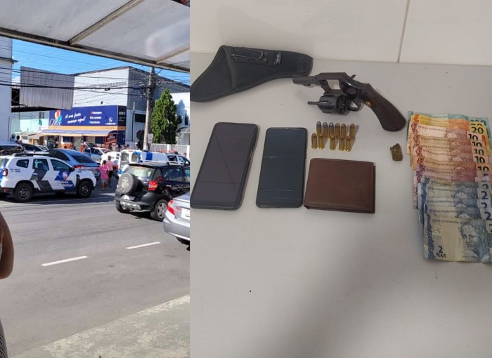 Dois homens e uma mulher detidos, e arma apreendida no BNH