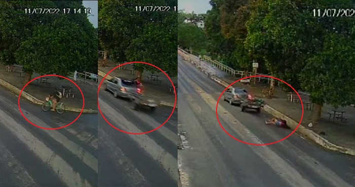 Carro com reboque atropela ciclista em Linhares