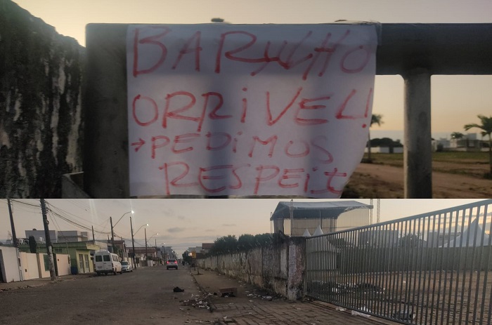 Após evento com desfalque, placas são vistas no muro do Parque de Exposição de Linhares