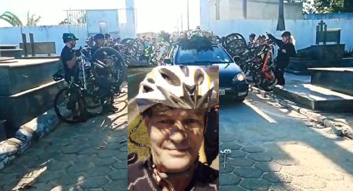 Vídeo: Marcos Thomasi é homenageado por ciclistas no cemitério São José. “Muito triste”, resume ciclista Nini