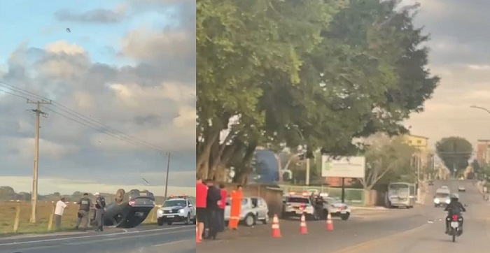 Manifesto no Aviso e capotamento na Estrada do Pontal