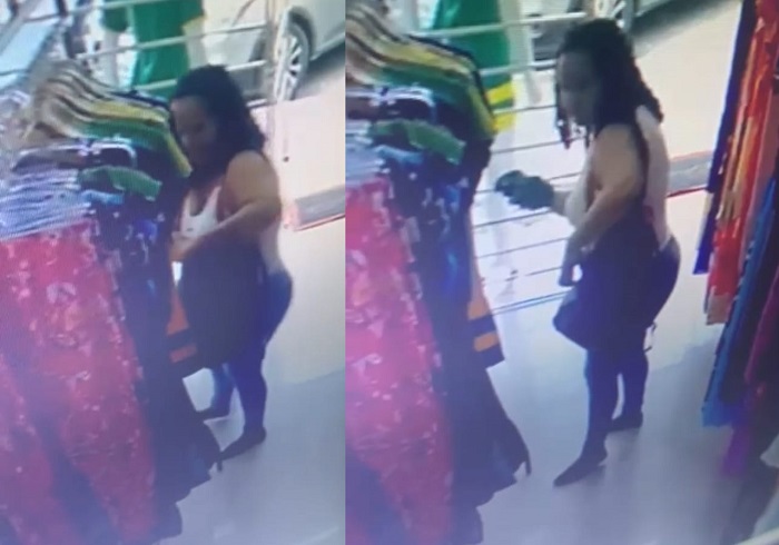 Câmeras flagram mulher furtando blusas em loja de Linhares. Ela ainda deixou número de telefone falso