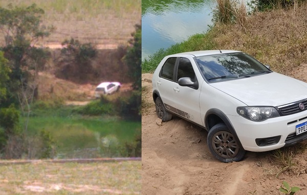 Encontrado às margens de lagoa carro roubado de motorista de aplicativo durante corrida em Linhares