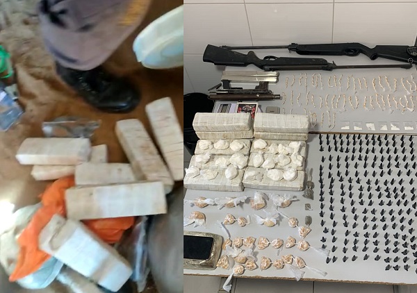 Muita droga, arma e munição apreendidos, e 3 homens e uma adolescente levados para a 16ª Regional de Linhares