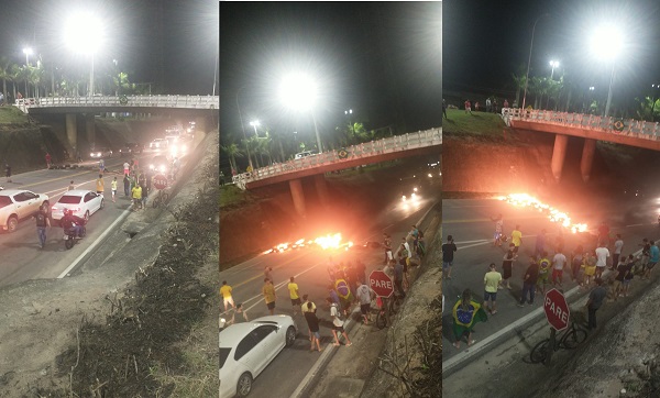 Caminhoneiros fecham ponte Joaquim Calmon, em Linhares