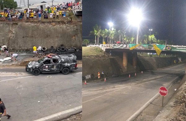 Manifestantes saem da Ponte Joaquim Calmon e se deslocam para o TG de Linhares
