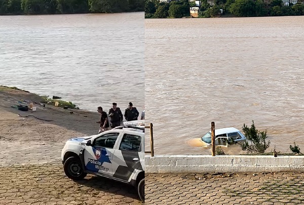 Carro foi parar no Rio Doce, em Colatina