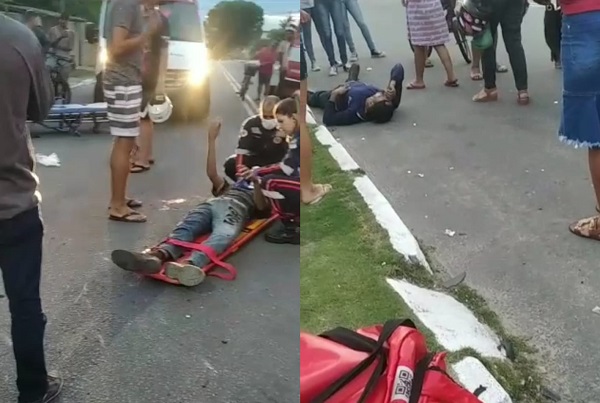 Motos colidem de frente no Planalto. Foi perto do cemitério