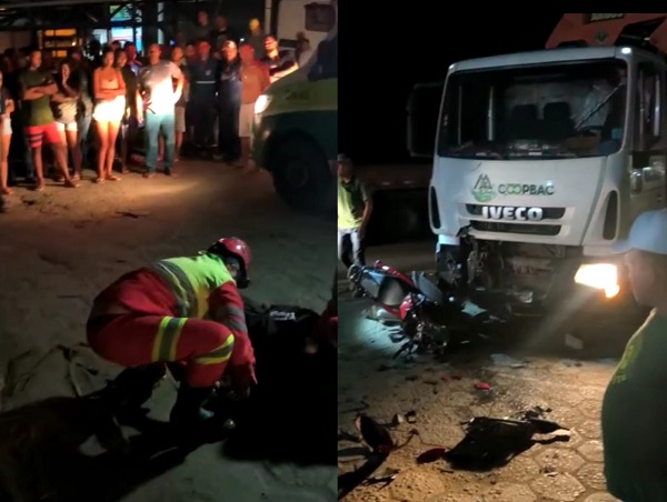 BR-101: Condutor de moto morre em acidente no trevo de Bebedouro. Foi entre moto e caminhão