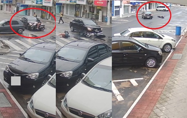 Motorista fugiu: Acidente deixa motociclista ferida no Centro de Linhares
