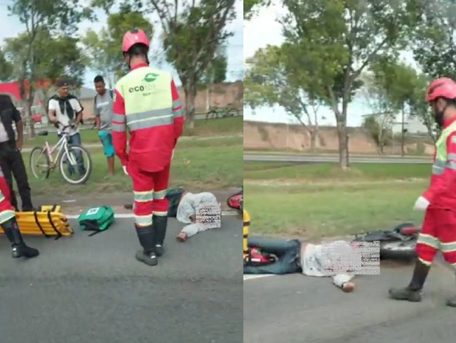 Motociclista ferido em acidente na BR-101, em Linhares