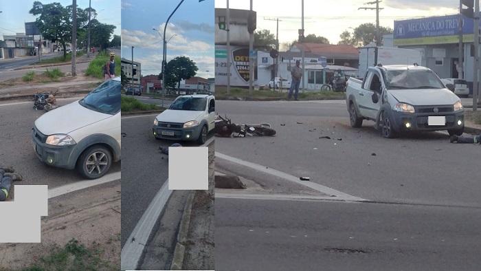 Acidente entre moto e Strada. Vítima grave na BR-101, Linhares