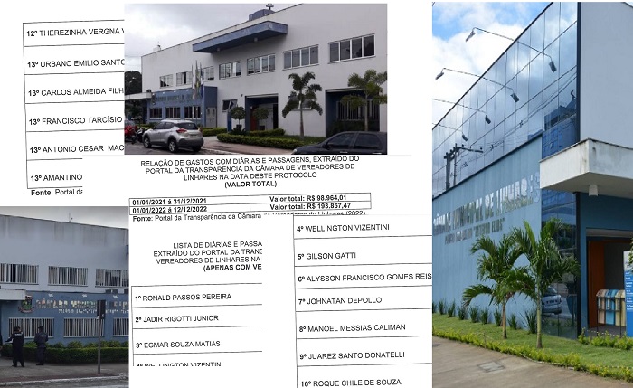 Gastos com diárias e passagens de vereadores de Linhares surpreendem, e leitor envia ofício à Câmara